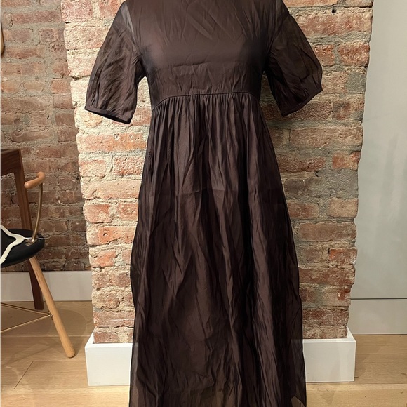 MaxMara Chocolate midi gauze bodice silk skirt - Picture 1 of 4